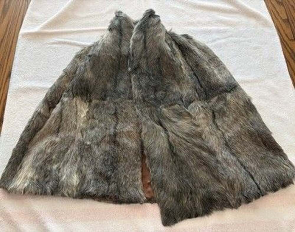 Vintage Genuine Rabbit Fur Jacket Gray Brown Real Fur Coat Women’s No Label